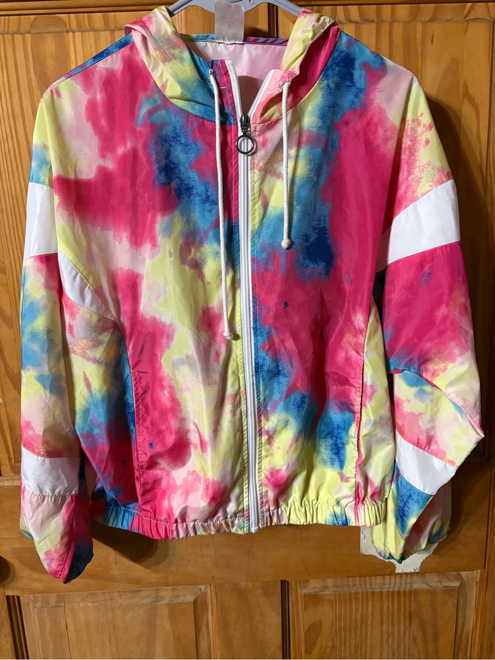 NOBO Kids Tie-Dye Hooded Windbreaker Jacket - Pink, Blue & Yellow